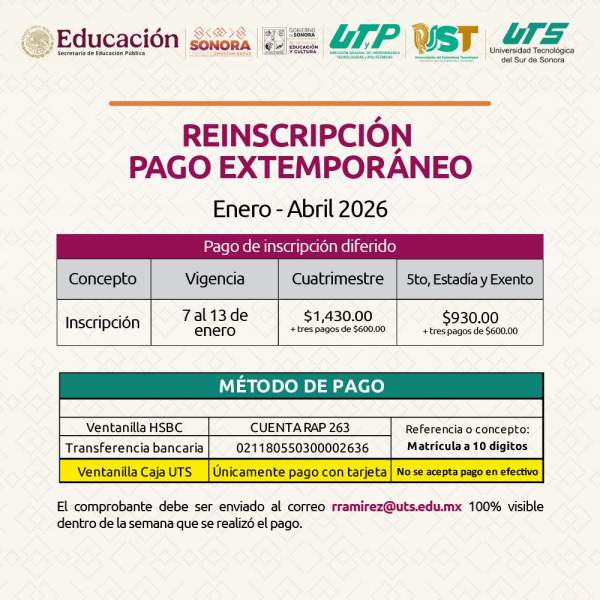 REINSCRIPCIÓN PAGO EXTEMPORÁNEO